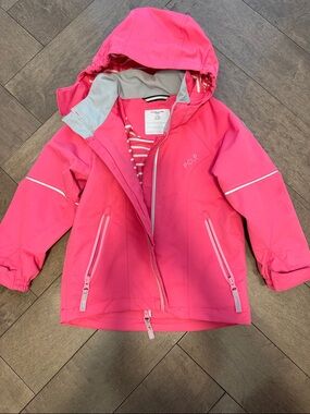 Polarn O. Pyret Bright Pink Waterproof Kids Hooded Jacket